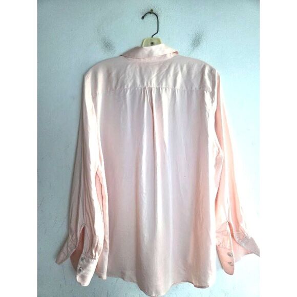 Chico's Women Pale Blush Pink 100% Modal Pop Over Collard Blouse size 2 or US 14 - Picture 2 of 5